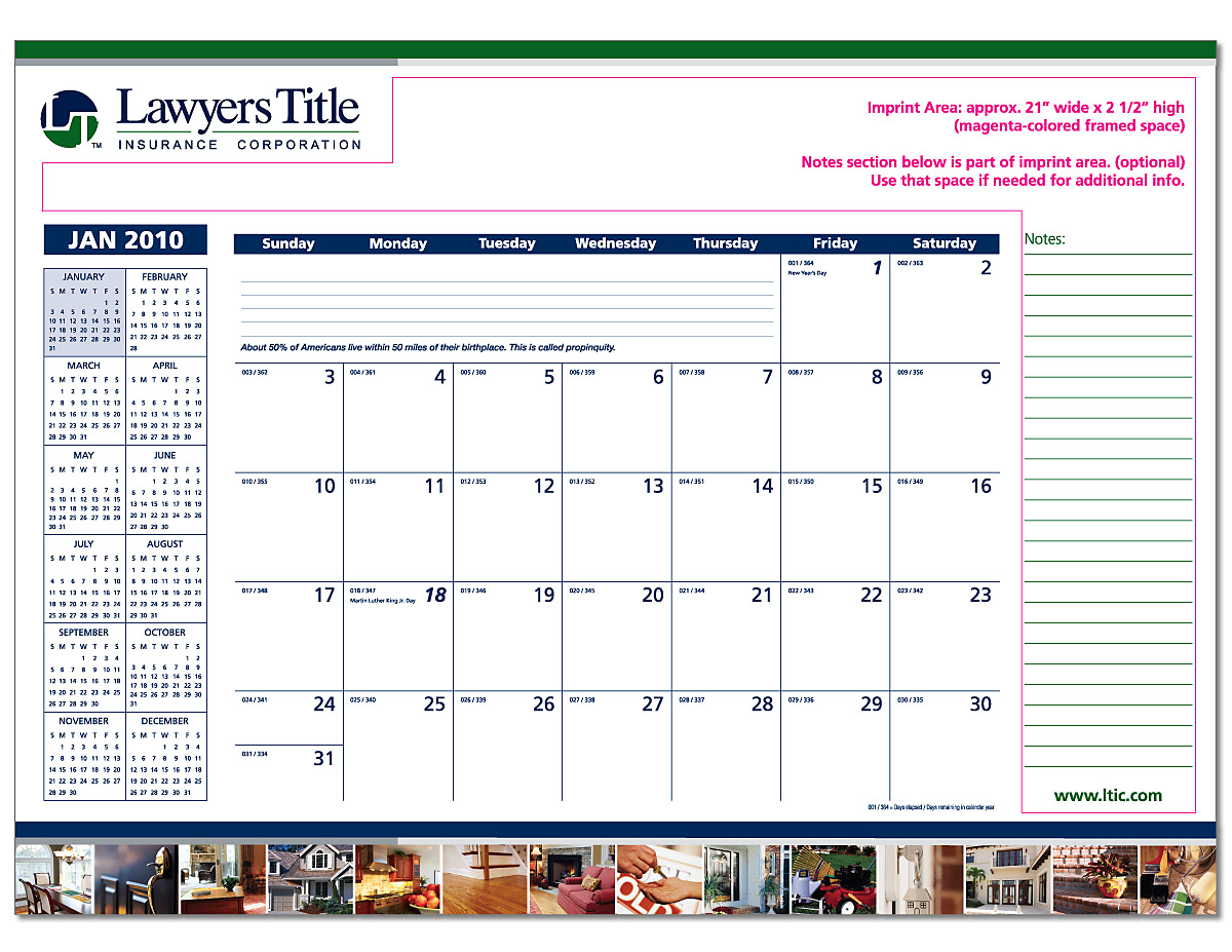 Lawyers Title Print Shop Desk Pad Calendars