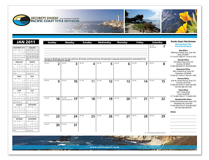 Desk pad calendars
